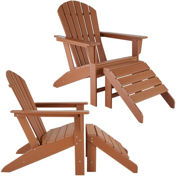 Tectake 403807 garden chairs with footstool in adirondack design (set of 2) - brown