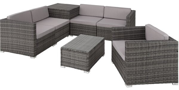 Tectake 403829 garden corner sofa set pisa | 5 seats, 1 table - grey