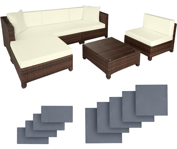 Tectake 403834 rattan garden furniture set with aluminium frame - black/brown