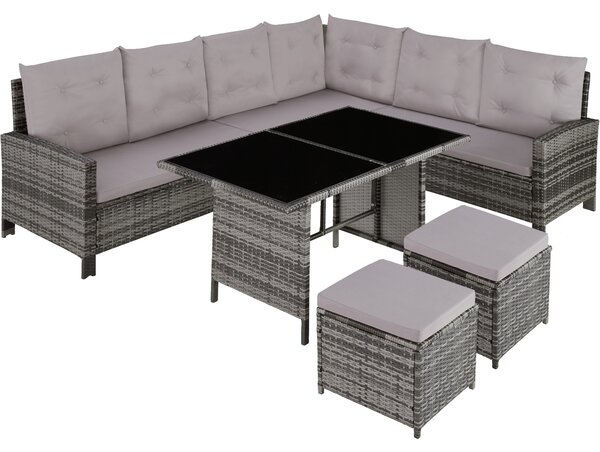 Tectake 403879 garden rattan furniture set barletta - grey