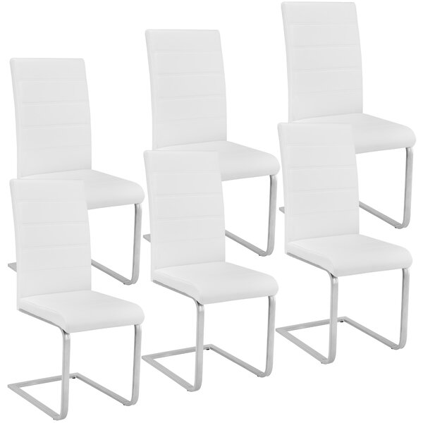 Tectake 403896 cantilevered dining chairs | set of 6 - white