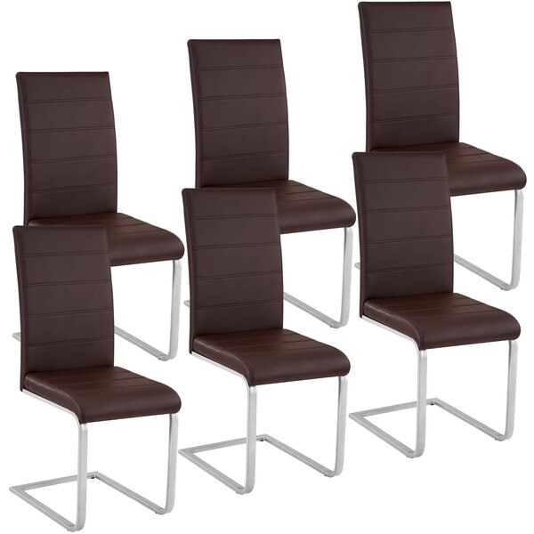 Tectake 403898 cantilevered dining chairs | set of 6 - brown