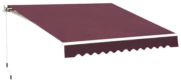 Outsunny Manual Retractable Awning, 3x2.5m Sun Shade Canopy for Garden Patio, UV Protection, Red