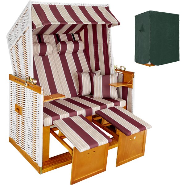 Tectake 403908 beach chair with cushions - red/white