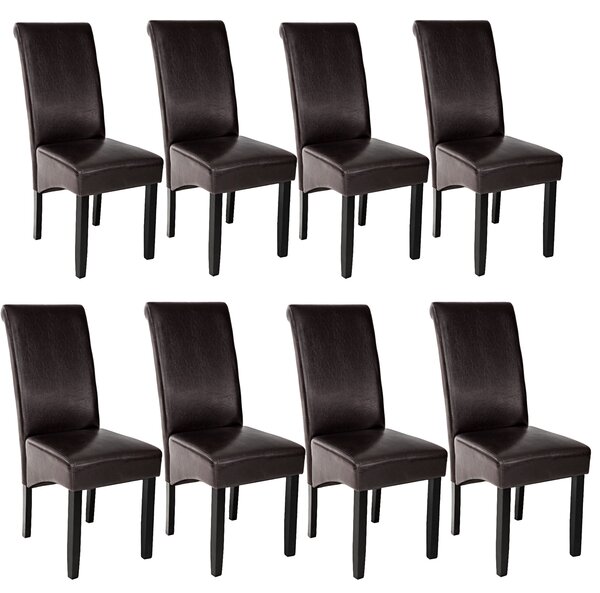 Tectake 403989 ergonomic dining chairs | set of 8 - brown