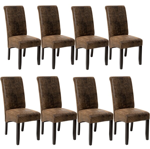 Tectake 403991 ergonomic dining chairs | set of 8 - antique brown