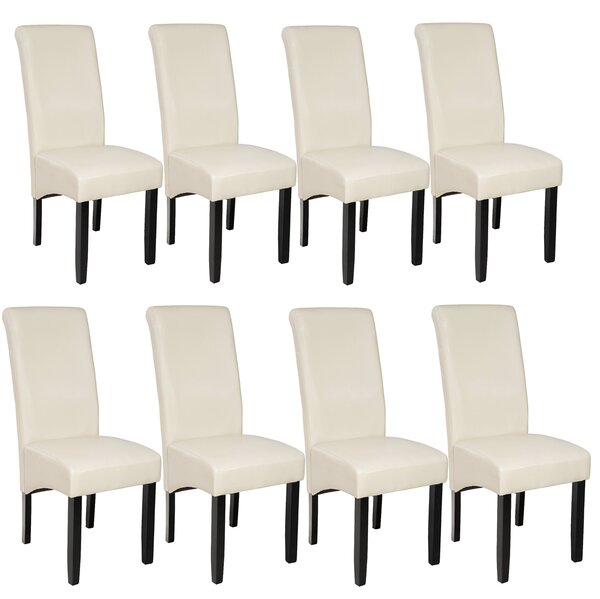Tectake 403990 ergonomic dining chairs | set of 8 - cream