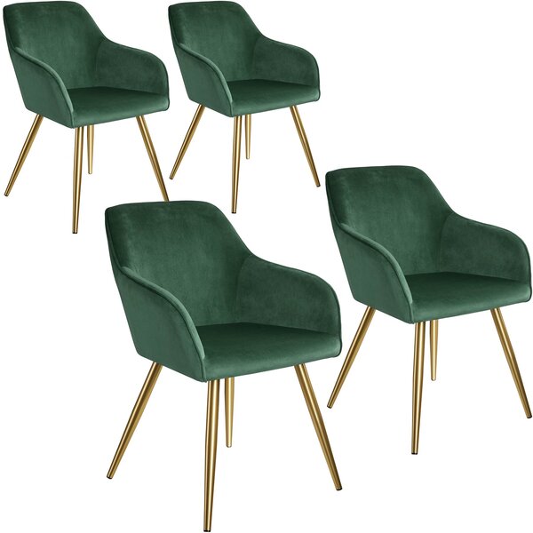 Tectake 404003 4 marilyn velvet-look chairs gold - dark green/gold