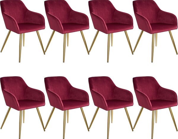Tectake 404001 accent chair marilyn with armrests | set of 8 - bordeaux/gold