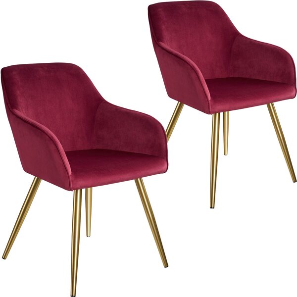 Tectake 403998 accent chair marilyn with armrests | set of 2 - bordeaux/gold