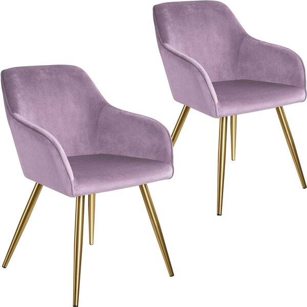 Tectake 404006 accent chair marilyn with armrests | set of 2 - lilac/gold