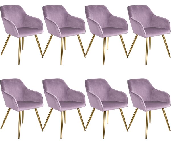 Tectake 404009 accent chair marilyn with armrests | set of 8 - lilac/gold