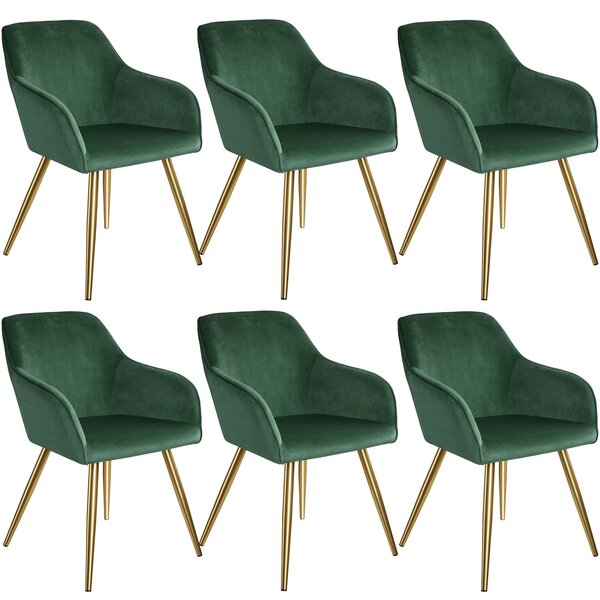 Tectake 404004 6 marilyn velvet-look chairs gold - dark green/gold