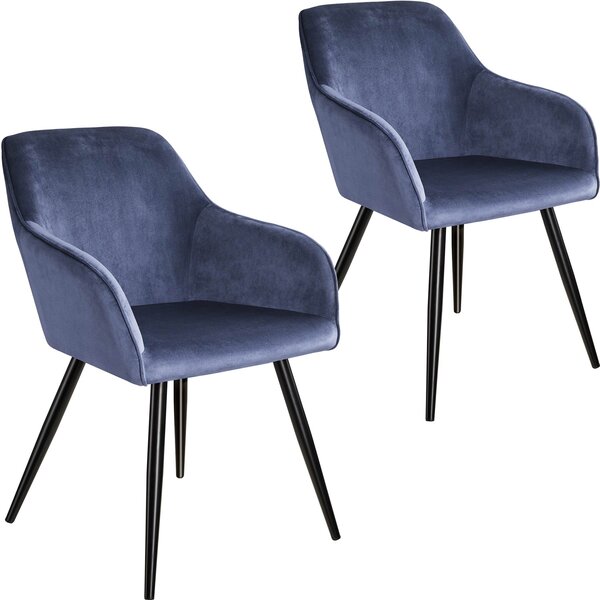 Tectake 404022 2 marilyn velvet-look chairs - blue/black