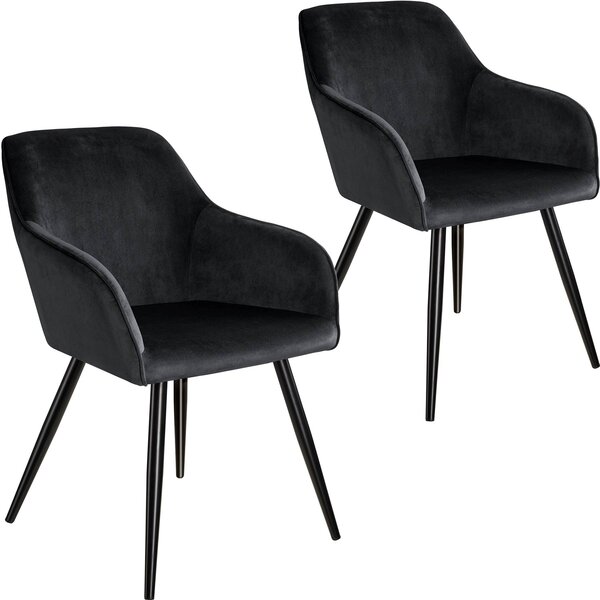 Tectake 404050 accent chair marilyn | set of 2 with black legs - black