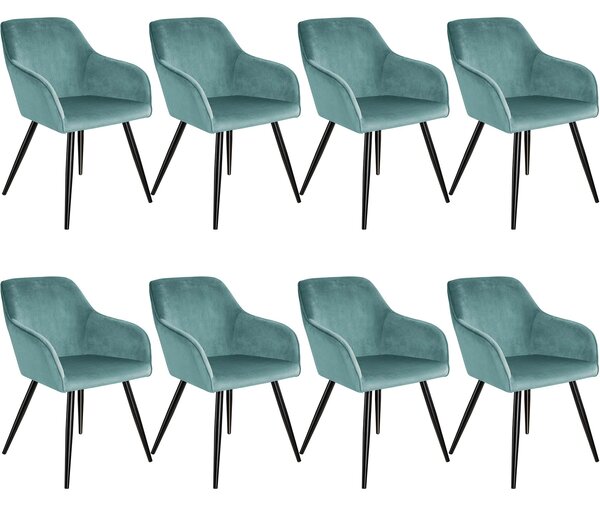 Tectake 404057 accent chair marilyn | set of 8 with black legs - turquoise/black