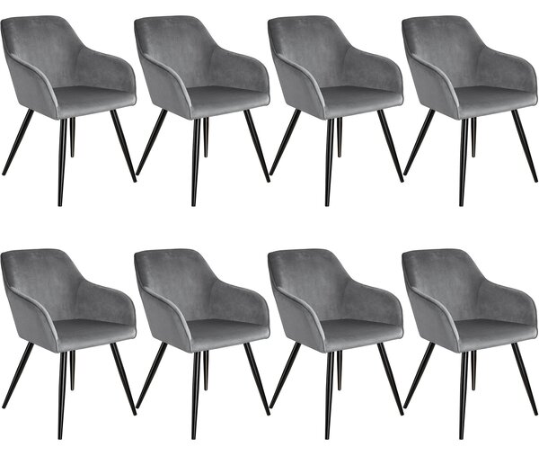 Tectake 404037 accent chair marilyn | set of 8 with black legs - grey/black
