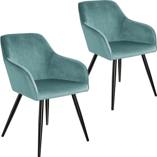 Tectake 404054 accent chair marilyn | set of 2 with black legs - turquoise/black