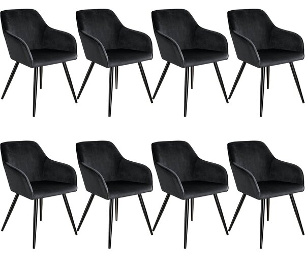 Tectake 404053 accent chair marilyn | set of 8 with black legs - black