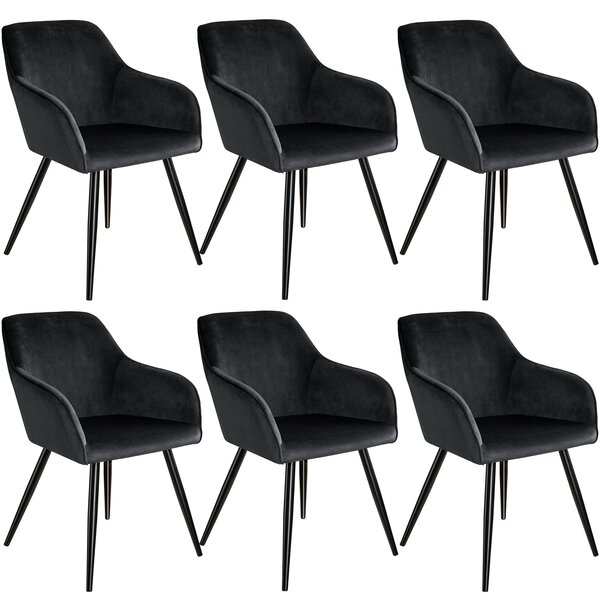 Tectake 404052 accent chair marilyn | set of 6 with black legs - black