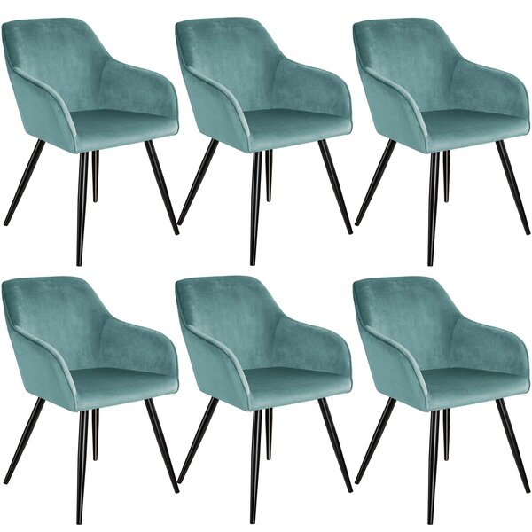 Tectake 404056 accent chair marilyn | set of 6 with black legs - turquoise/black