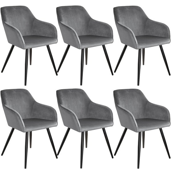 Tectake 404036 accent chair marilyn | set of 6 with black legs - grey/black