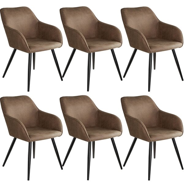 Tectake 404068 accent chair marilyn with armrests | set of 6 - brown/black