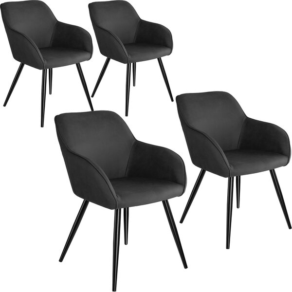 Tectake 404075 accent chair marilyn with armrests | set of 4 - anthracite/black
