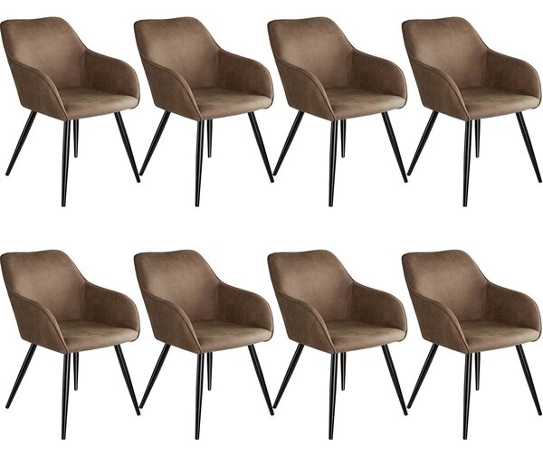Tectake 404069 accent chair marilyn with armrests | set of 8 - brown/black