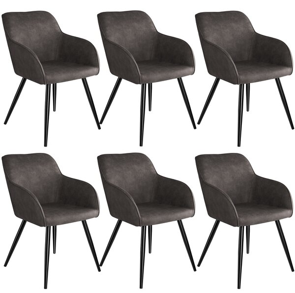 Tectake 404080 accent chair marilyn with armrests | set of 6 - dark grey/black