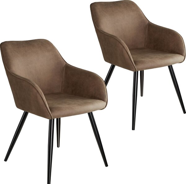 Tectake 404066 accent chair marilyn with armrests | set of 2 - brown/black