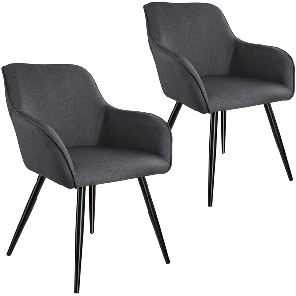 Tectake 404086 accent chair marilyn with armrests | set of 2 - dark grey