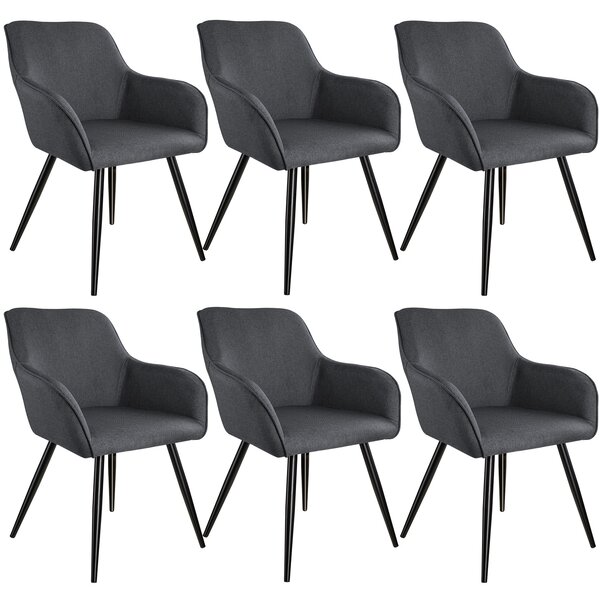Tectake 404088 accent chair marilyn with armrests | set of 6 - dark grey/black