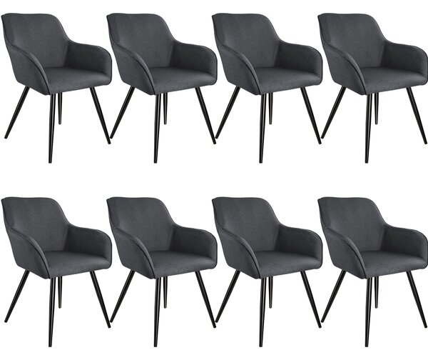 Tectake 404089 accent chair marilyn with armrests | set of 8 - dark grey/black