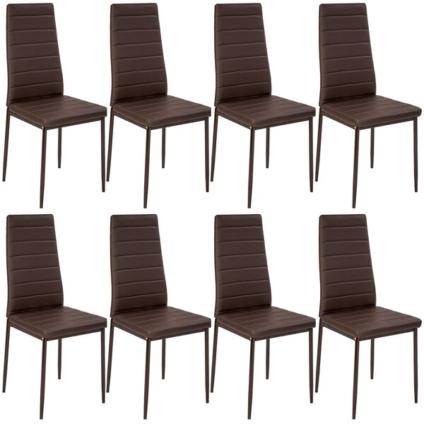 Tectake 404119 faux leather dining chairs | set of 8 - brown