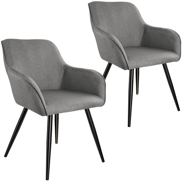 Tectake 404090 accent chair marilyn with armrests | set of 2 - light grey/black