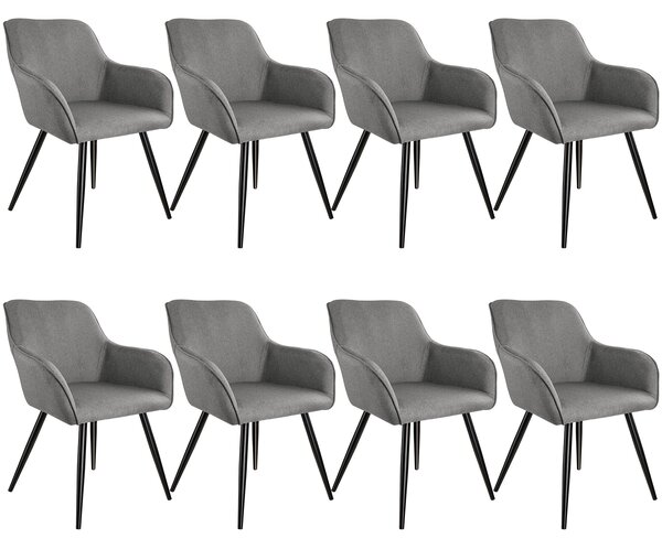 Tectake 404093 accent chair marilyn with armrests | set of 8 - light grey/black