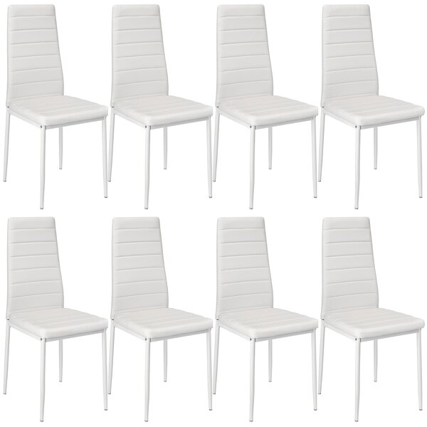 Tectake 404120 faux leather dining chairs | set of 8 - white