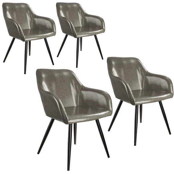 404115 4 marilyn faux leather chairs - dark grey/black