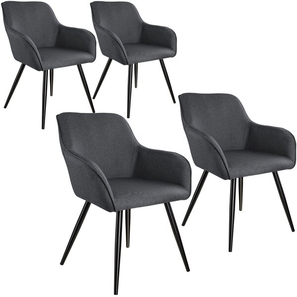 Tectake 404087 accent chair marilyn with armrests | set of 4 - dark grey/black