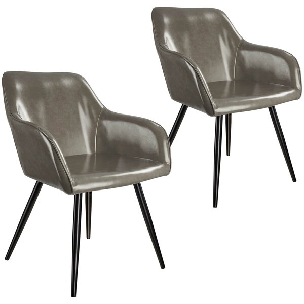 Tectake 404114 2 marilyn faux leather chairs - dark grey/black