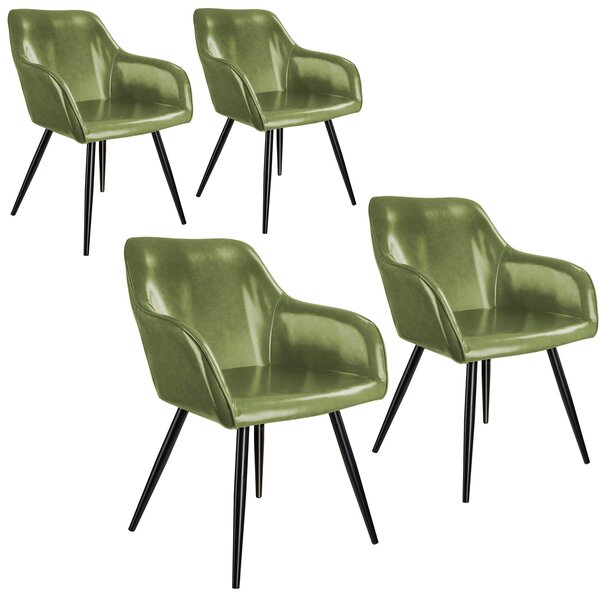 404095 4 marilyn faux leather chairs - dark green / black