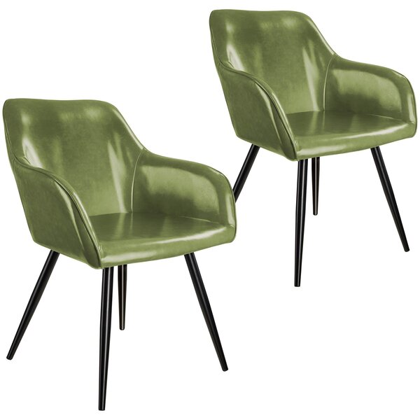 404094 2 marilyn faux leather chairs - dark green / black