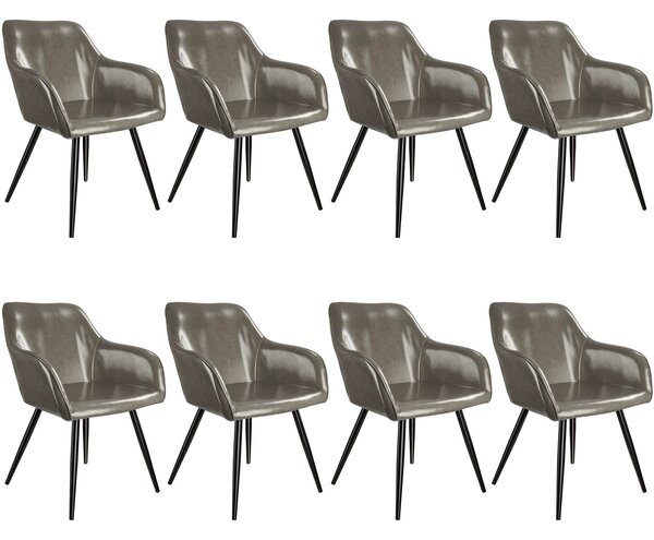404117 8 marilyn faux leather chairs - dark grey/black