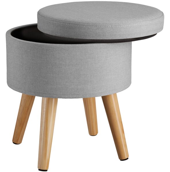 Tectake 403968 stool yumi with storage in linen look - light grey