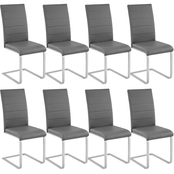 Tectake 404129 cantilevered dining chairs | set of 8 - grey