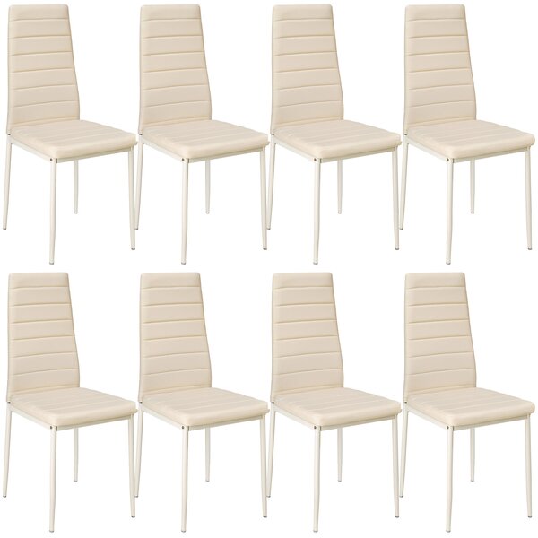 Tectake 404122 faux leather dining chairs | set of 8 - beige