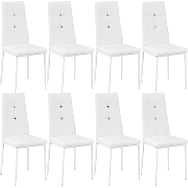 Tectake 404125 dining chairs with rhinestone | set of 8 - white