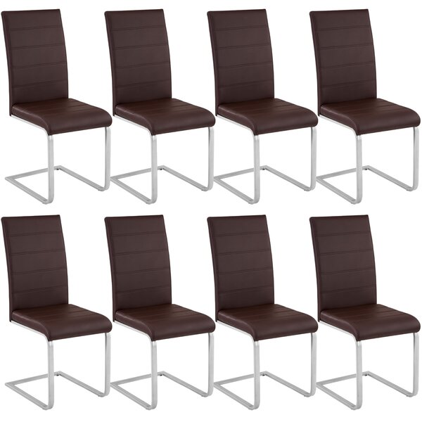 Tectake 404130 cantilevered dining chairs | set of 8 - brown