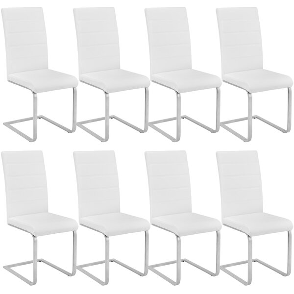 Tectake 404128 cantilevered dining chairs | set of 8 - white